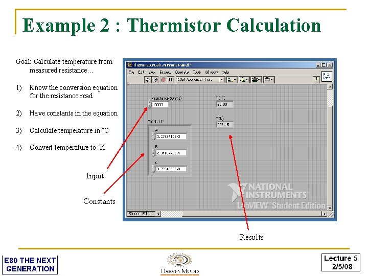 Example 2 : Thermistor Calculation Goal: Calculate temperature from measured resistance… 1) Know the