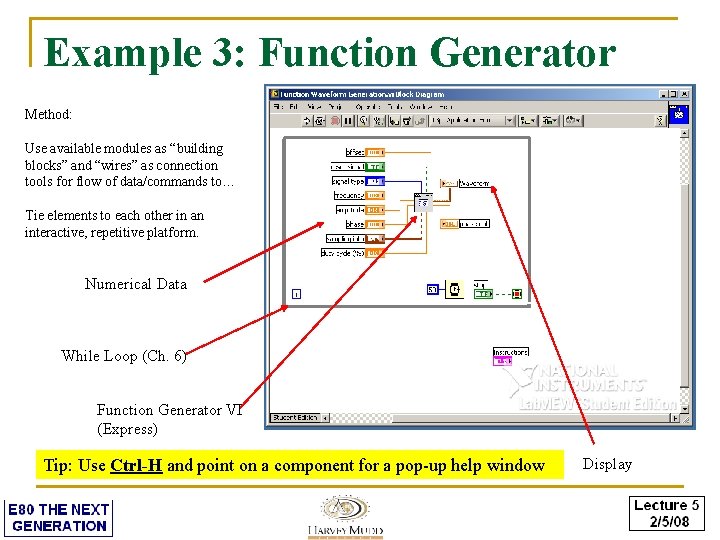 Example 3: Function Generator Method: Use available modules as “building blocks” and “wires” as