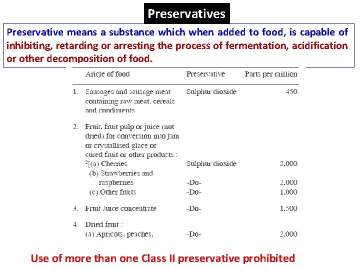 Preservatives Preservative means a substance which when added to food, is capable of inhibiting,