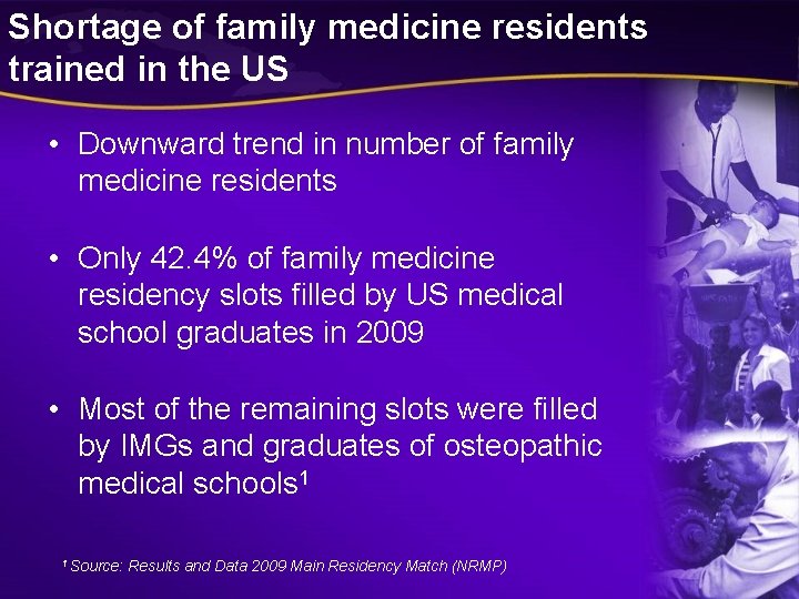 Shortage of family medicine residents trained in the US • Downward trend in number Shortage of family medicine residents trained in the US • Downward trend in number