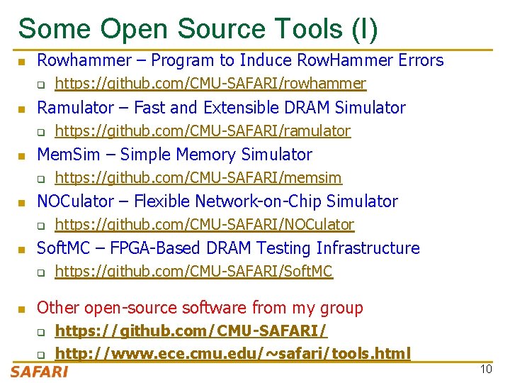 Some Open Source Tools (I) n Rowhammer – Program to Induce Row. Hammer Errors Some Open Source Tools (I) n Rowhammer – Program to Induce Row. Hammer Errors