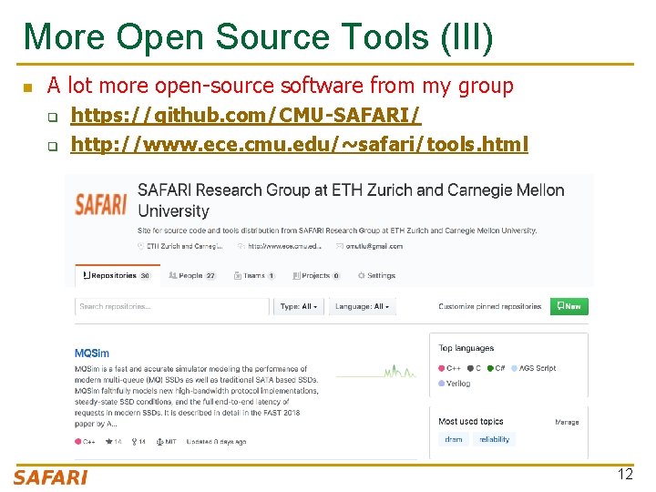 More Open Source Tools (III) n A lot more open-source software from my group More Open Source Tools (III) n A lot more open-source software from my group