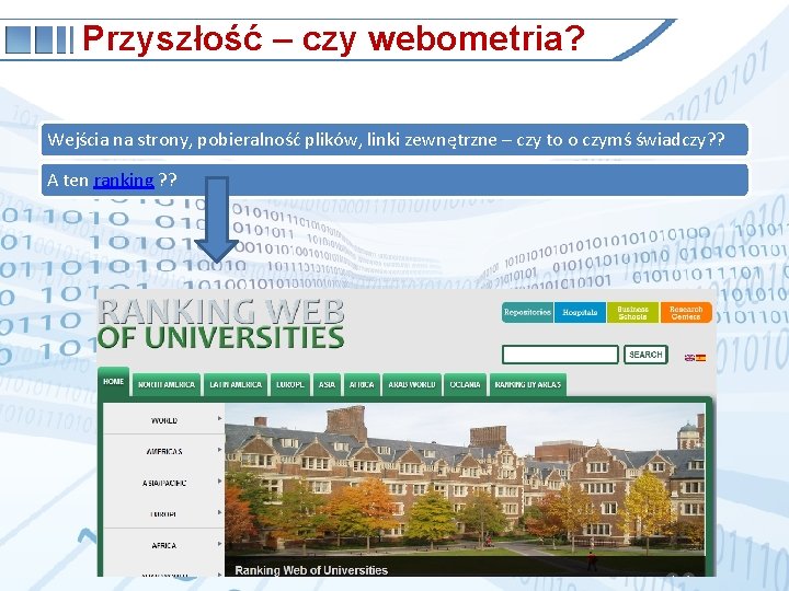 Przyszłość – czy webometria? Wejścia na strony, pobieralność plików, linki zewnętrzne – czy to