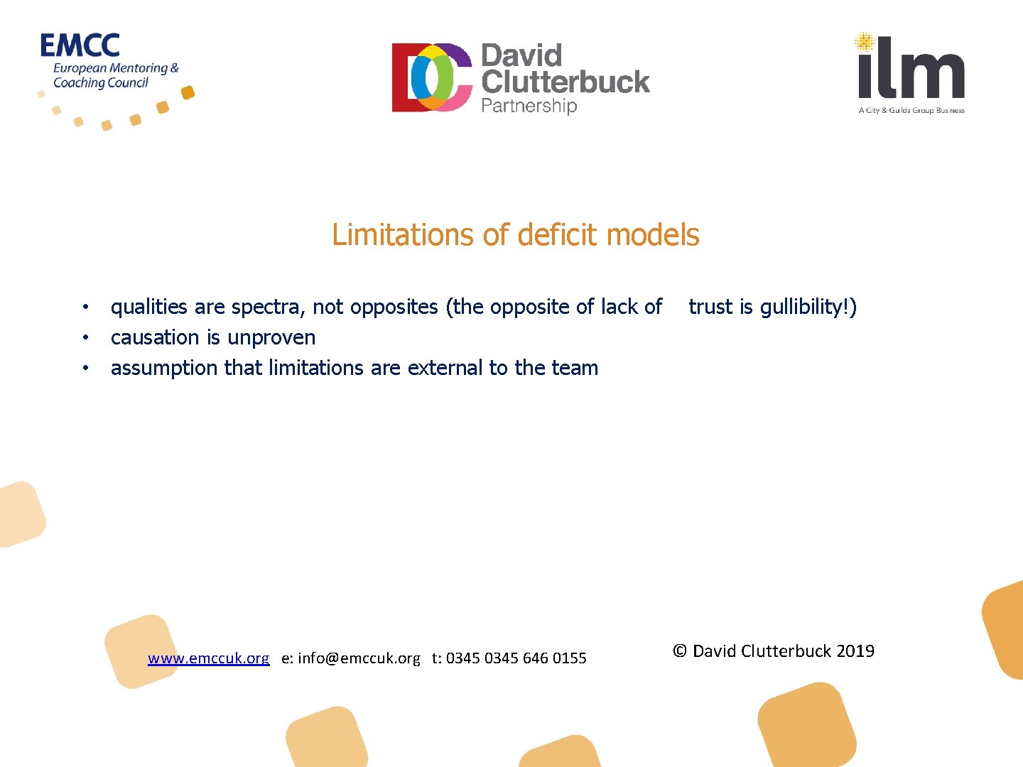 Limitations of deficit models • qualities are spectra, not opposites (the opposite of lack