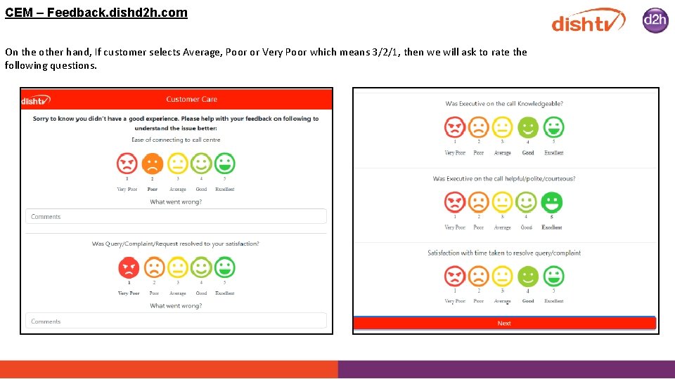 CEM – Feedback. dishd 2 h. com On the other hand, If customer selects