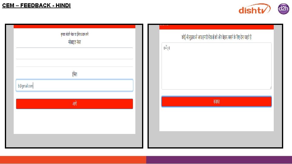 CEM – FEEDBACK - HINDI to Enter Mobile v Hindi Language options Number &