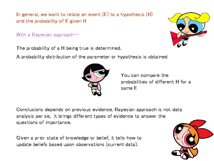 In general, we want to relate an event (E) to a hypothesis (H) and