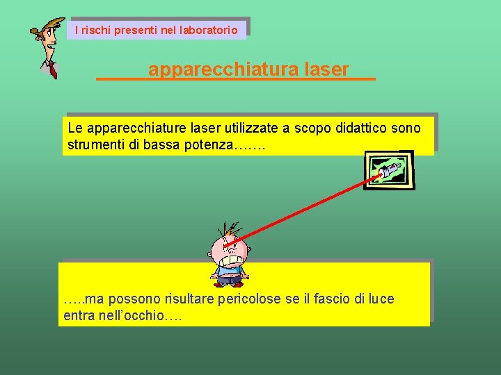 I rischi presenti nel laboratorio apparecchiatura laser Le apparecchiature laser utilizzate a scopo didattico