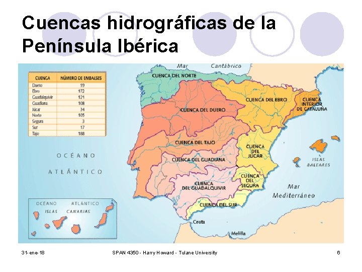 Cuencas hidrográficas de la Península Ibérica 31 -ene-18 SPAN 4350 - Harry Howard -