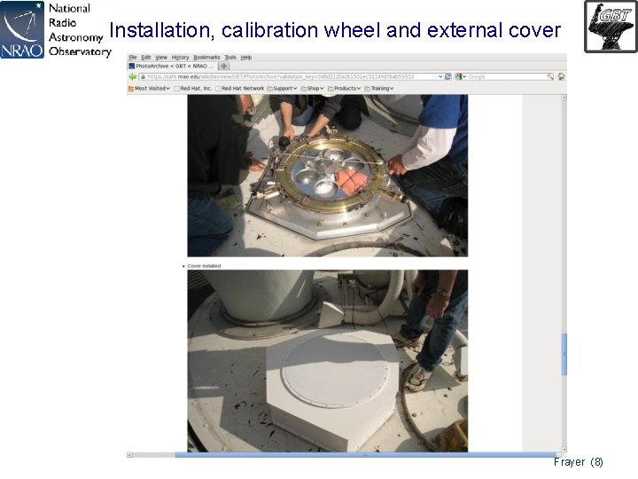 Installation, calibration wheel and external cover Frayer (8) 