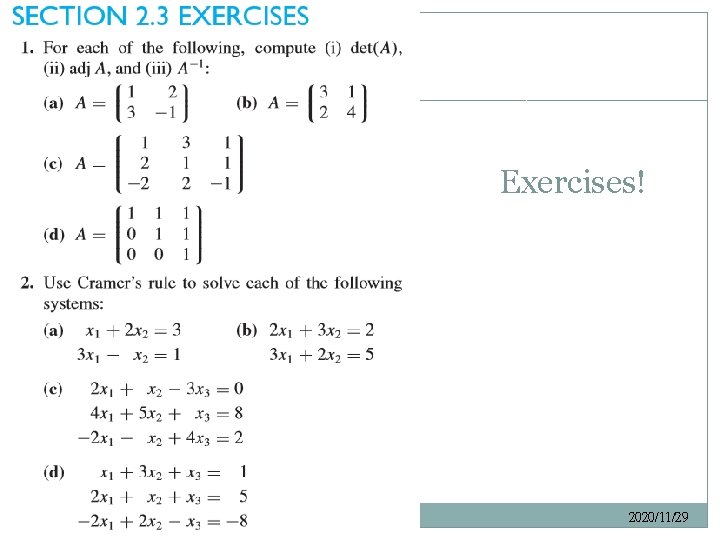 21 Exercises! Elementary Linear Algebra 2020/11/29 