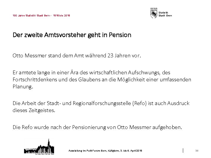 100 Jahre Statistik Stadt Bern - 1918 bis 2018 Statistik Stadt Bern Der zweite