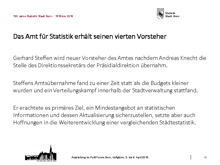 100 Jahre Statistik Stadt Bern - 1918 bis 2018 Statistik Stadt Bern Das Amt