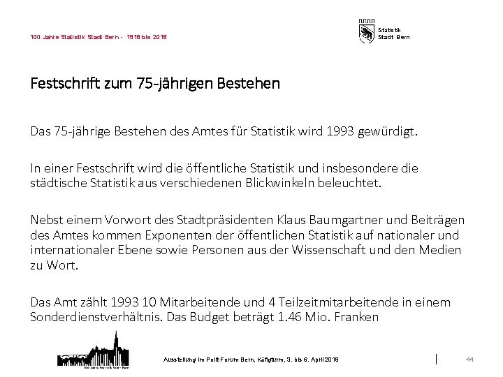 100 Jahre Statistik Stadt Bern - 1918 bis 2018 Statistik Stadt Bern Festschrift zum