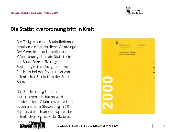 100 Jahre Statistik Stadt Bern - 1918 bis 2018 Statistik Stadt Bern Die Statistikverordnung