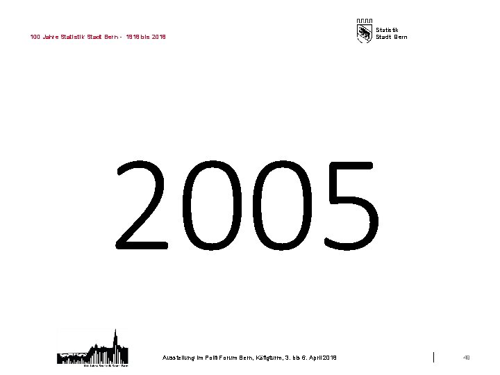 100 Jahre Statistik Stadt Bern - 1918 bis 2018 Statistik Stadt Bern 2005 Ausstellung