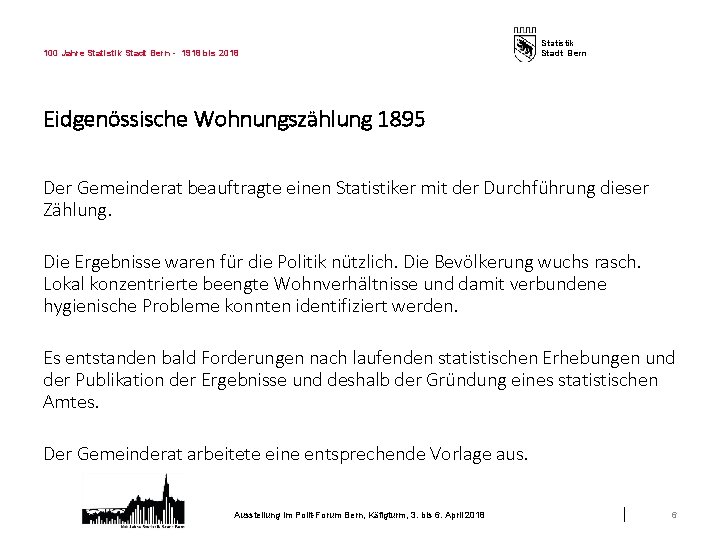 100 Jahre Statistik Stadt Bern - 1918 bis 2018 Statistik Stadt Bern Eidgenössische Wohnungszählung