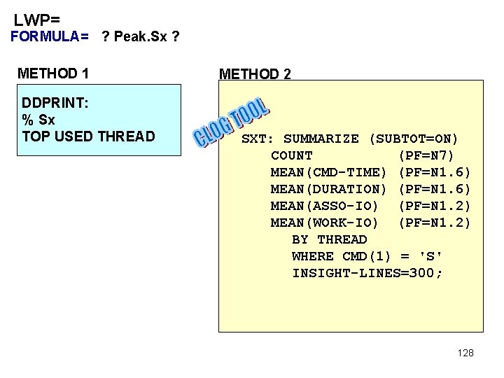 LWP= FORMULA= ? Peak. Sx ? METHOD 1 DDPRINT: % Sx TOP USED THREAD