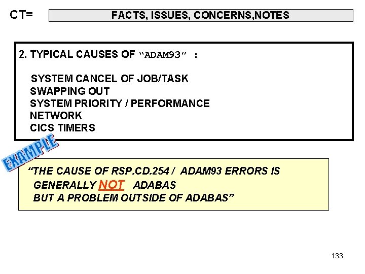 CT= FACTS, ISSUES, CONCERNS, NOTES 2. TYPICAL CAUSES OF “ADAM 93” : SYSTEM CANCEL