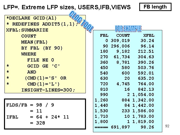 LFP=. Extreme LFP sizes, USERS, IFB, VIEWS *DECLARE GCID(A 1) * REDEFINES ADDIT 5(1,