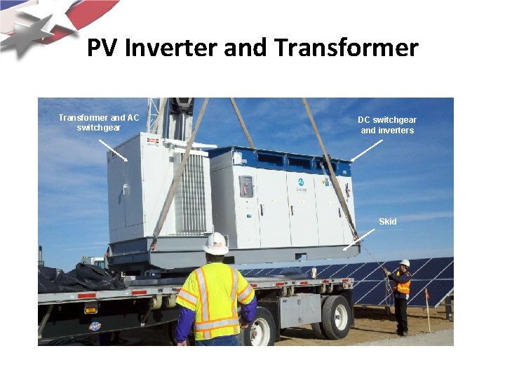 PV Inverter and Transformer and AC switchgear DC switchgear and inverters Skid 