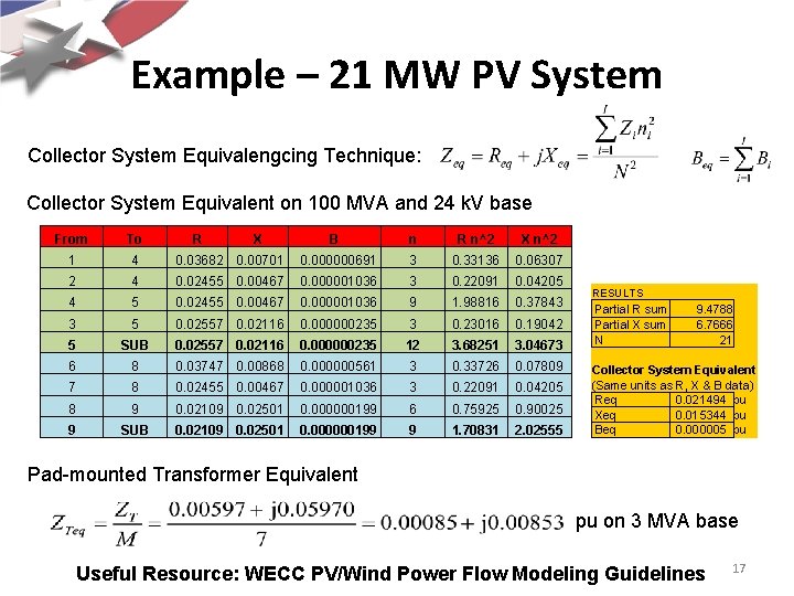 Example – 21 MW PV System Collector System Equivalengcing Technique: Collector System Equivalent on