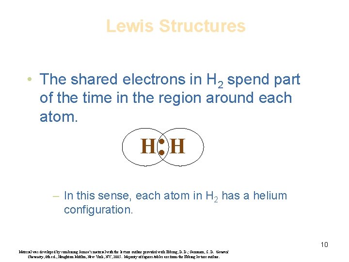 Lewis Structures • The shared electrons in H 2 spend part of the time