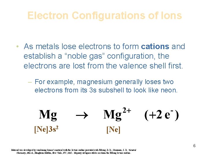 Electron Configurations of Ions • As metals lose electrons to form cations and establish