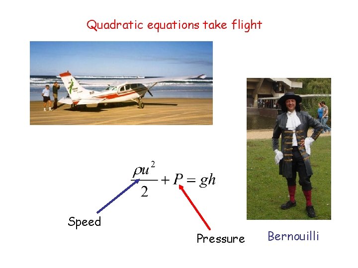 Quadratic equations take flight Speed Pressure Bernouilli 