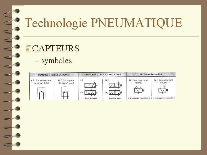 Technologie PNEUMATIQUE 4 CAPTEURS – symboles 