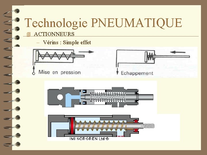 Technologie PNEUMATIQUE 4 ACTIONNEURS – Vérins : Simple effet 