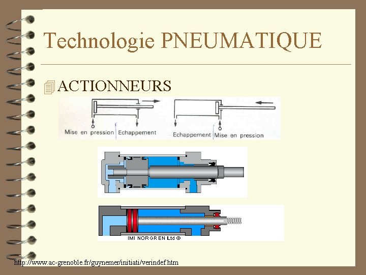 Technologie PNEUMATIQUE 4 ACTIONNEURS – Vérins : double effet http: //www. ac-grenoble. fr/guynemer/initiati/verindef. htm