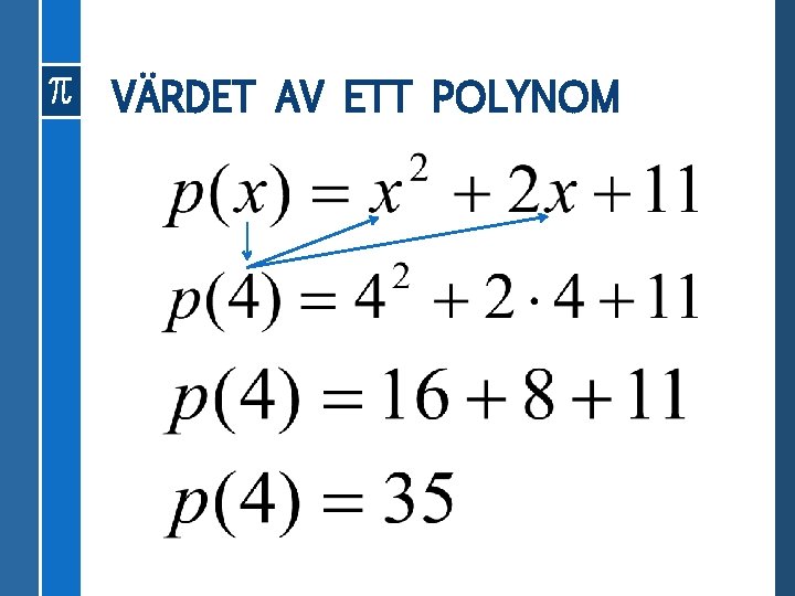 VÄRDET AV ETT POLYNOM 