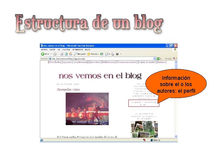 Estructura de un blog Información sobre el o los autores: el perfil 