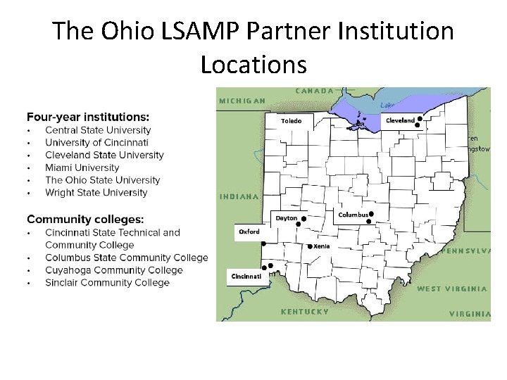 The Ohio LSAMP Partner Institution Locations 