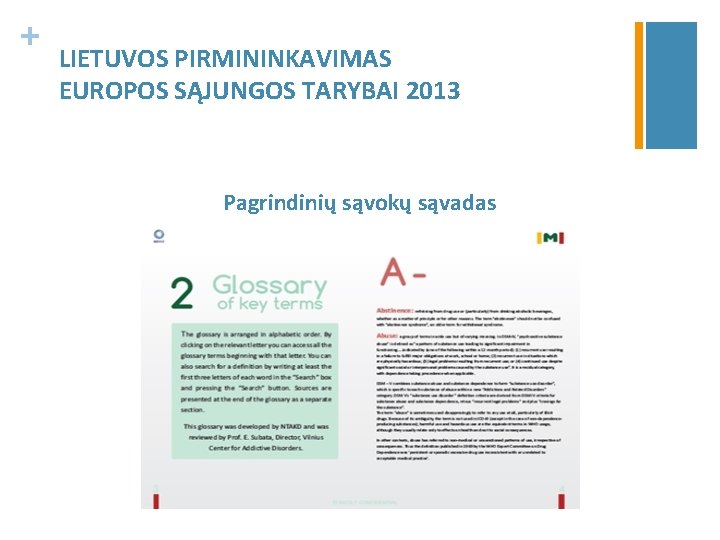 + LIETUVOS PIRMININKAVIMAS EUROPOS SĄJUNGOS TARYBAI 2013 Pagrindinių sąvokų sąvadas 