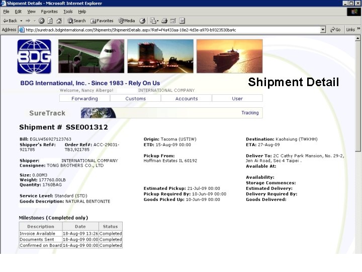 Shipment Detail a Shipment Detail 
