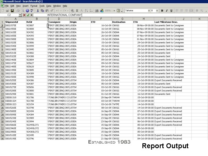 Report output Report Output 