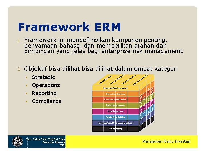 Framework ERM 1. Framework ini mendefinisikan komponen penting, penyamaan bahasa, dan memberikan arahan dan