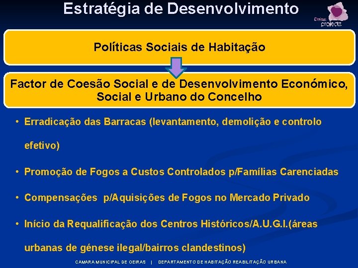 Estratégia de Desenvolvimento Políticas Sociais de Habitação Factor de Coesão Social e de Desenvolvimento