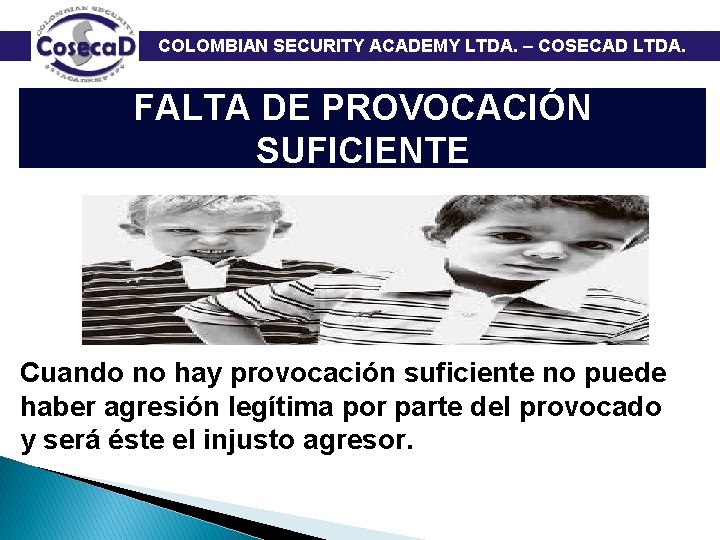 COLOMBIAN SECURITY ACADEMY LTDA. – COSECAD LTDA. FALTA DE PROVOCACIÓN SUFICIENTE Cuando no
