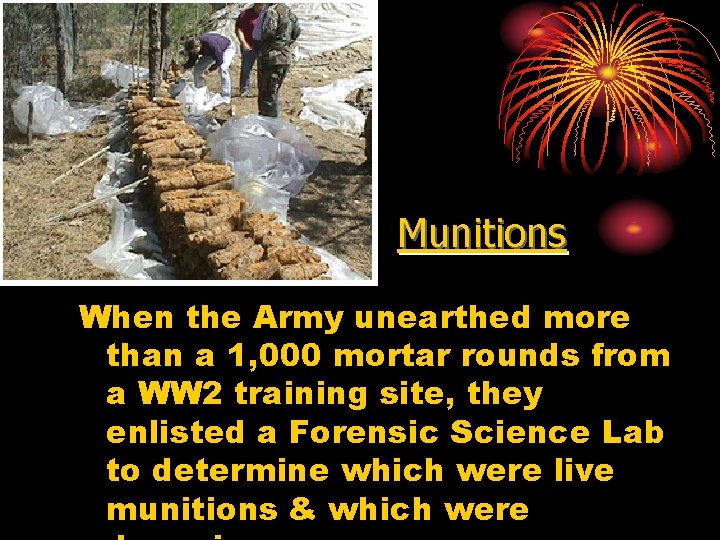Munitions When the Army unearthed more than a 1, 000 mortar rounds from a