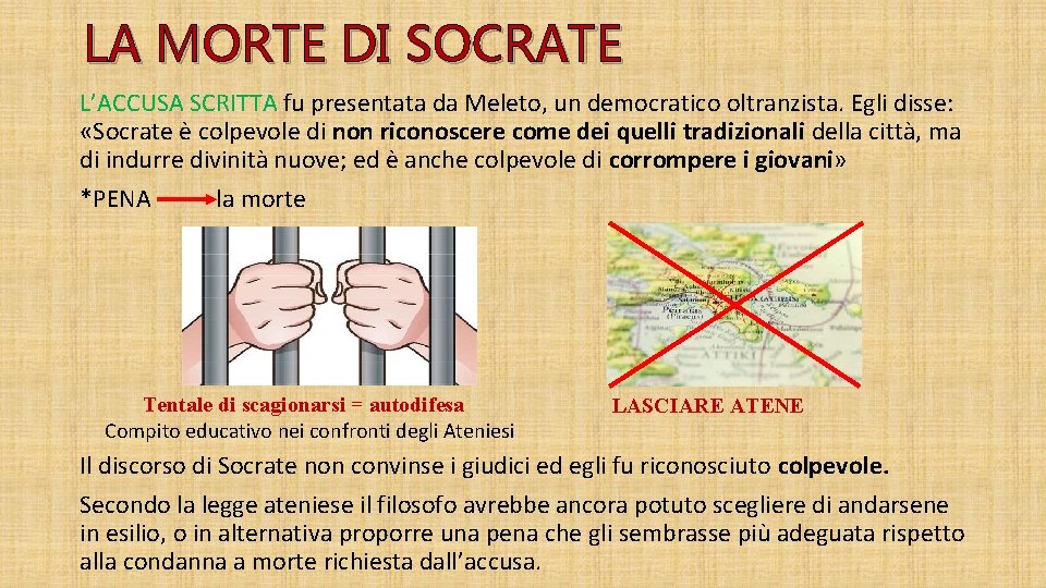 LA MORTE DI SOCRATE L’ACCUSA SCRITTA fu presentata da Meleto, un democratico oltranzista. Egli