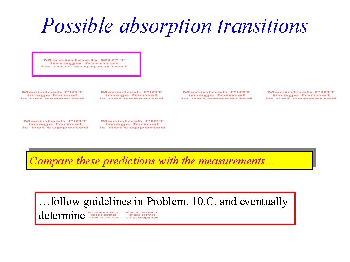 Possible absorption transitions Compare these predictions with the measurements… …follow guidelines in Problem. 10.
