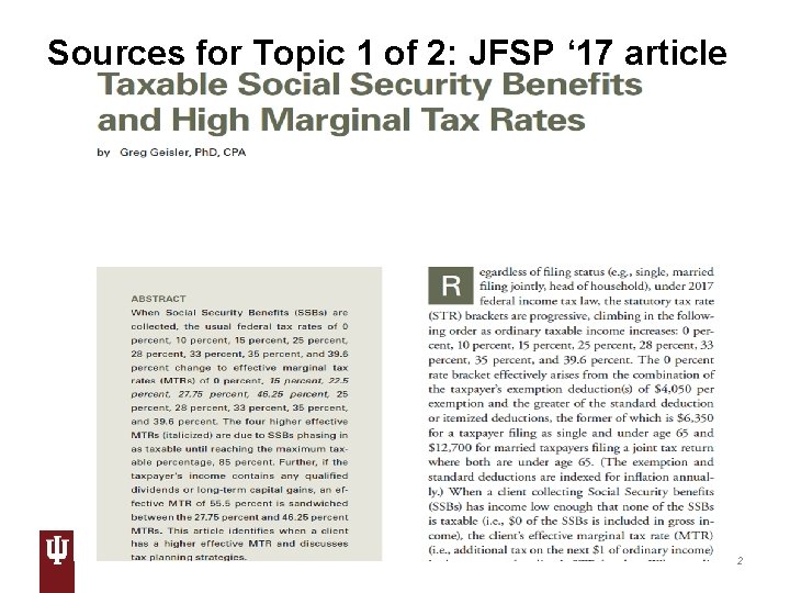 Sources for Topic 1 of 2: JFSP ‘ 17 article ttps: //www. dropbox. com/s/l