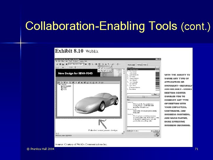 Collaboration-Enabling Tools (cont. ) © Prentice Hall 2004 71 