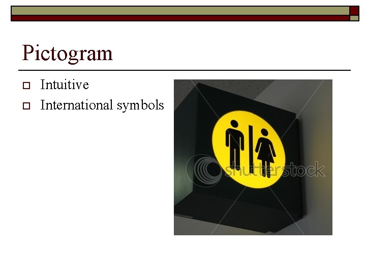 Pictogram o o Intuitive International symbols 