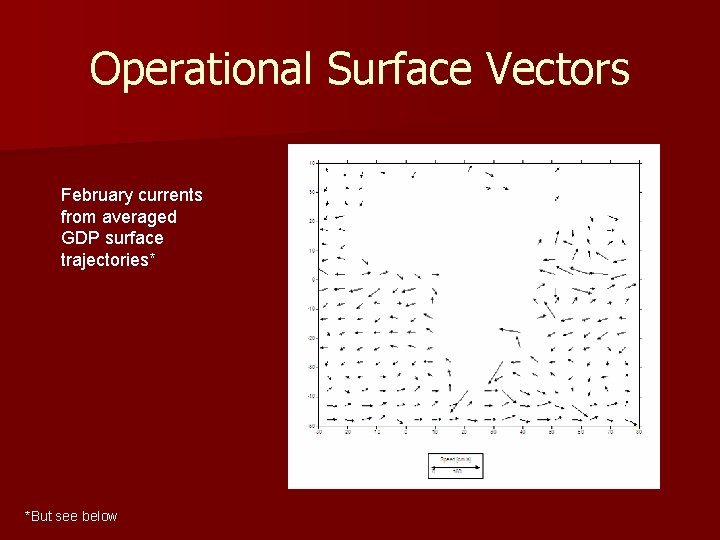 Operational Surface Vectors February currents from averaged GDP surface trajectories* *But see below 