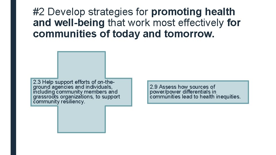 #2 Develop strategies for promoting health and well-being that work most effectively for communities