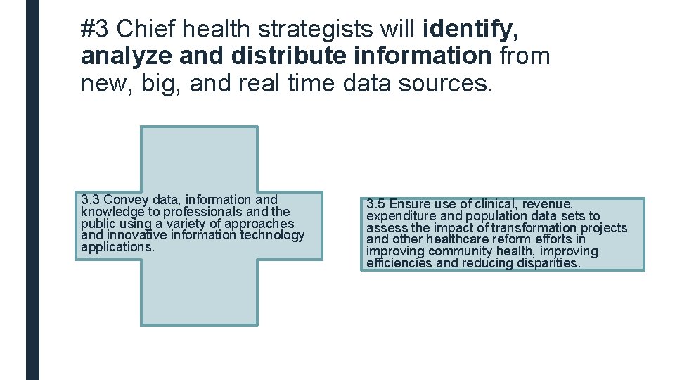 #3 Chief health strategists will identify, analyze and distribute information from new, big, and